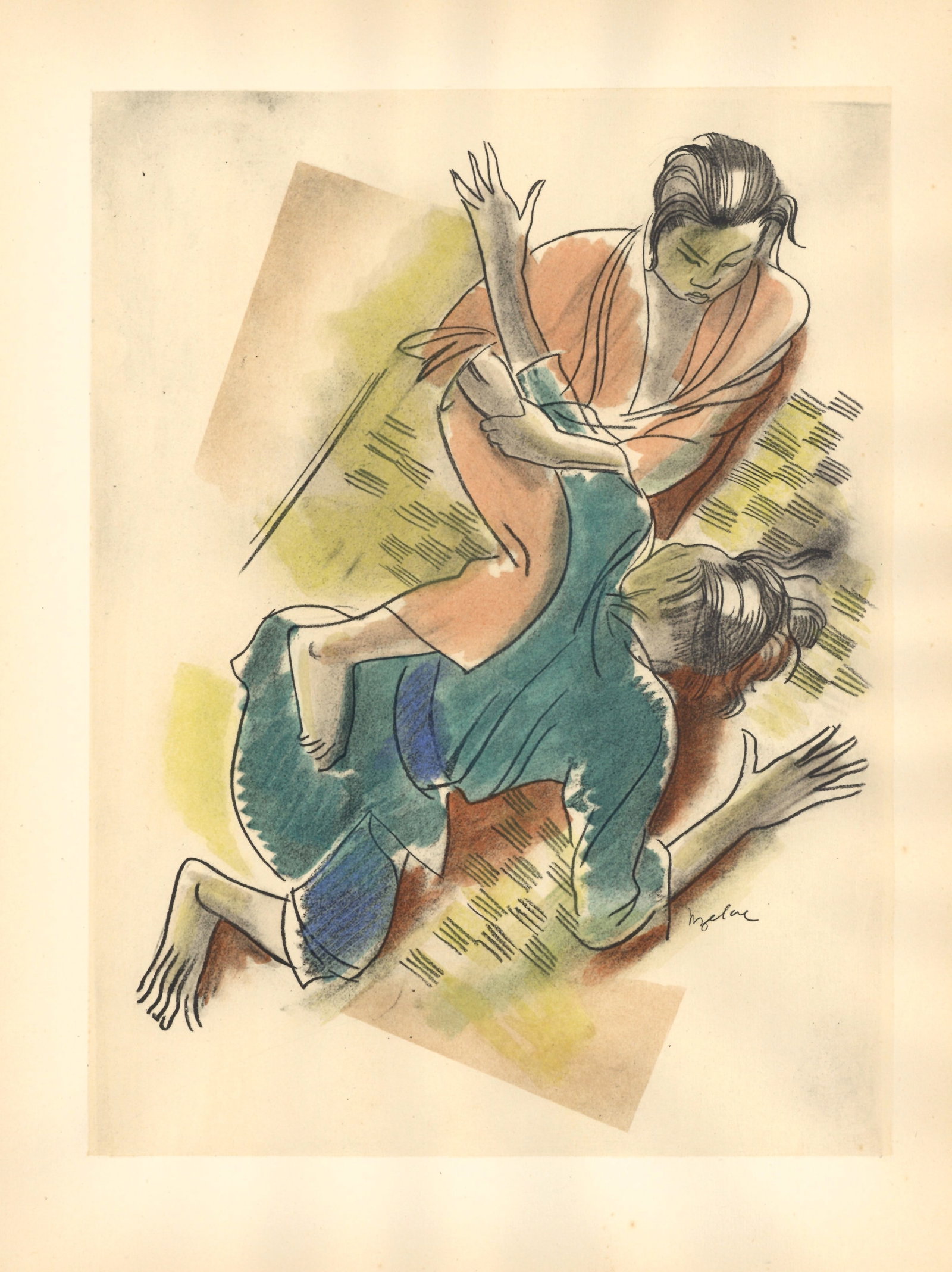 Milivoj Uzelac pochoir "Le Jiu-Jitsu" Les Joies du Sport: Medium: pochoir. Printed in Paris in 1932 on Velin du Marais paper at the atelier of Daniel Jacomet for the Les Joies du Sport portfolio and issued in an edition of 750. This was published in