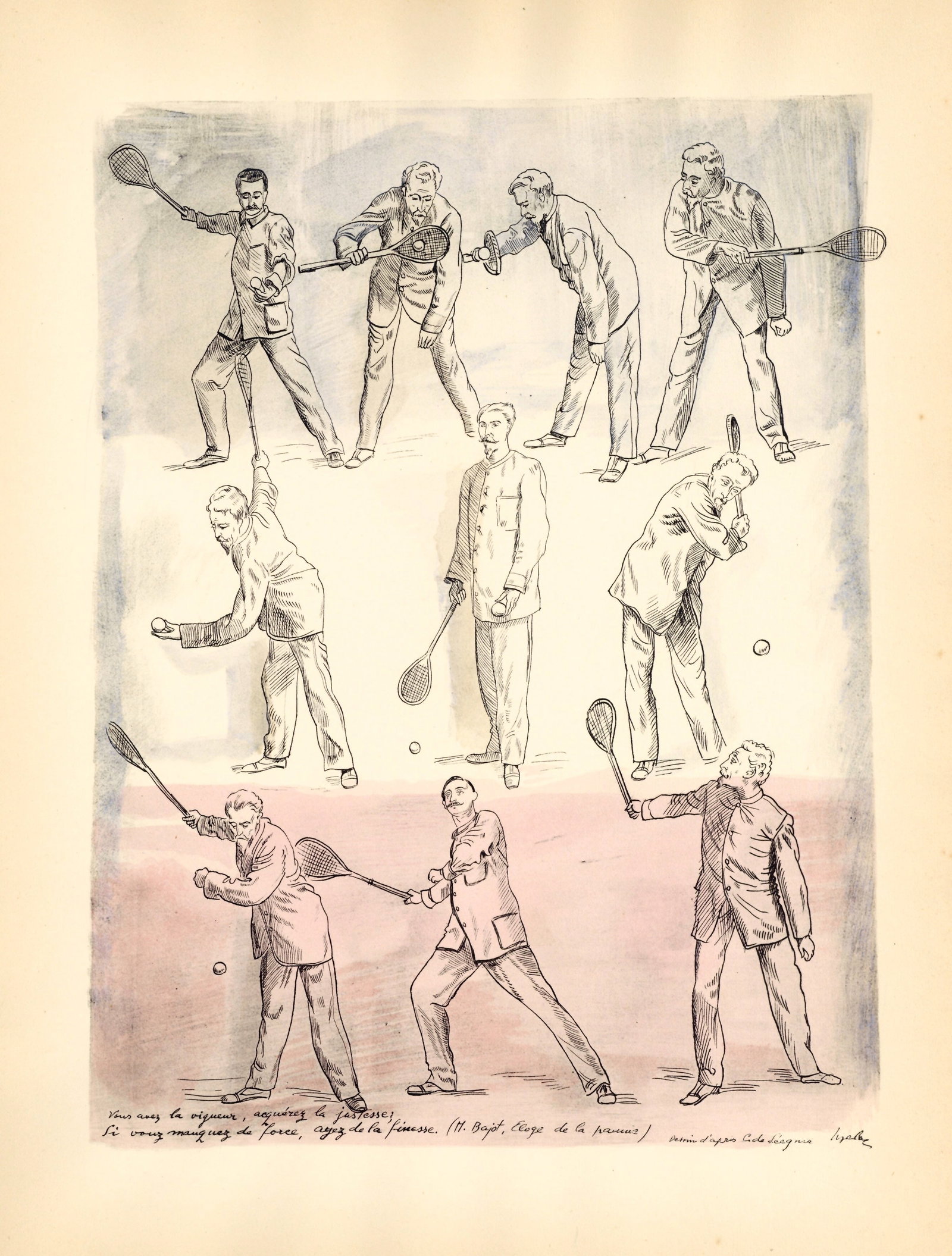 Milivoj Uzelac pochoir "La Longue Paume" Les Joies du Sport: Medium: pochoir. Printed in Paris in 1932 on Velin du Marais paper at the atelier of Daniel Jacomet for the Les Joies du Sport portfolio and issued in an edition of 750. This was published in