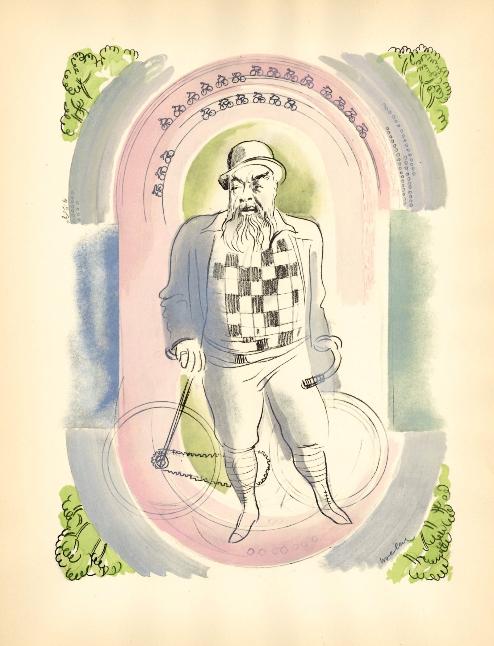 Milivoj Uzelac pochoir "Le Cyclisme sur Piste" Les Joies du Sport: Medium: pochoir. Printed in Paris in 1932 on Velin du Marais paper at the atelier of Daniel Jacomet for the Les Joies du Sport portfolio and issued in an edition of 750. This was published in