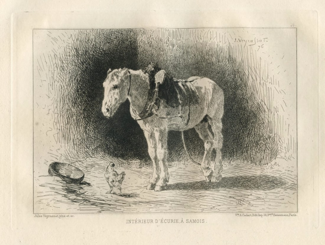 Jules Jacques Veyrassat original etching "Interieur d'Ecurie a Samois" (1 of 1)