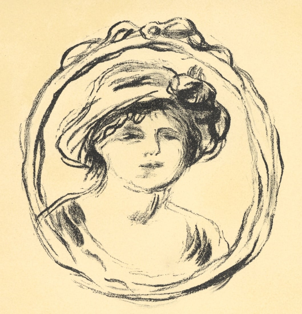 Pierre-Auguste Renoir lithograph (Portrait de femme): Medium: lithograph (after the original). This lithograph was executed by Renoir but remained unpublished during his lifetime. This impression was printed by Mourlot Freres in 1951 in an edition of 300