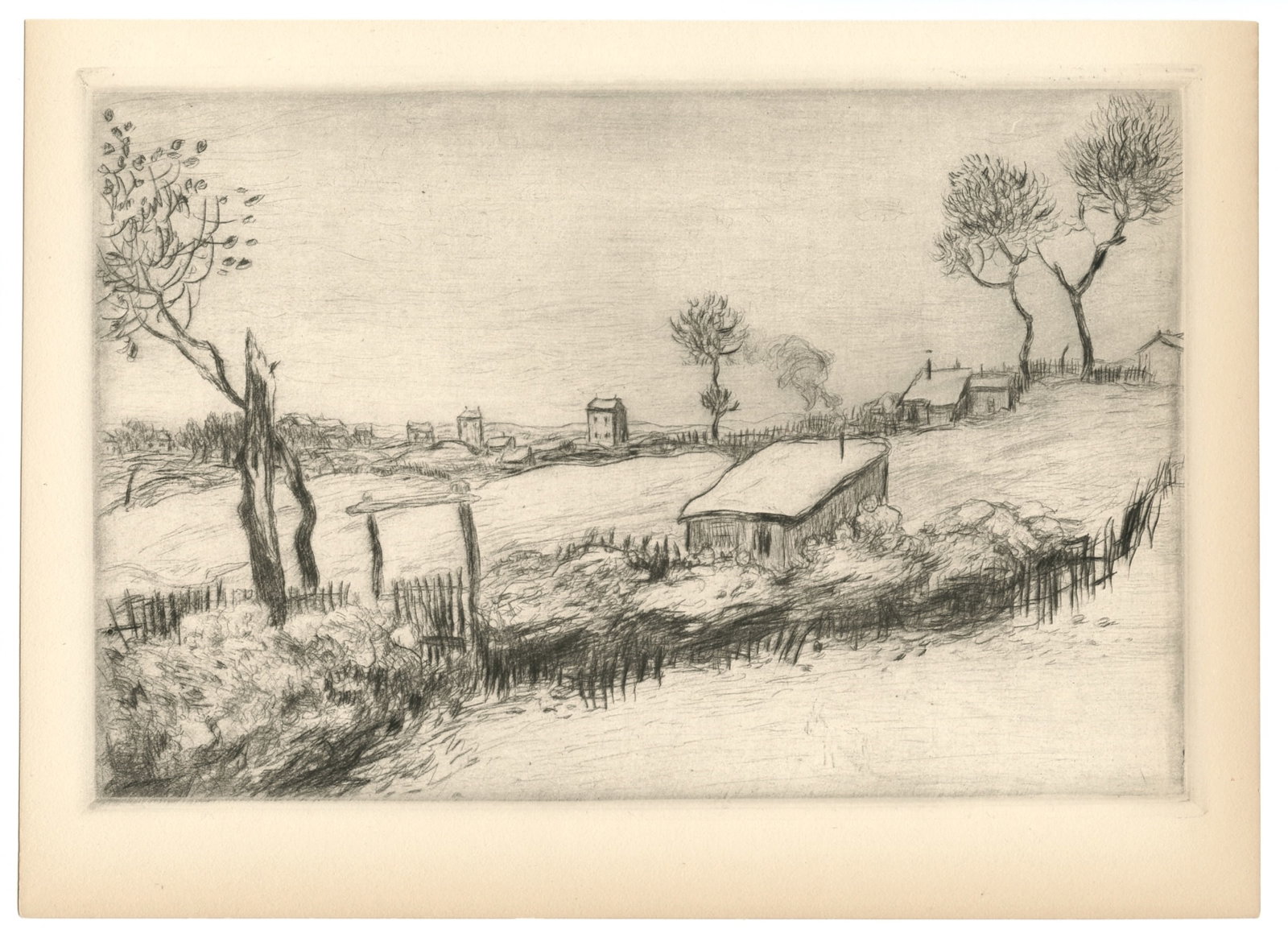 Jean-Francois Raffaelli original etching "La Neige (soleil couchant)" (1 of 1)