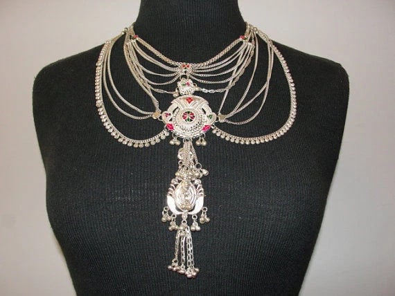 La Maharani Sterling Silver and Enamel Necklace Alberto Juan: Title:La Maharani Sterling Silver and Enamel Necklace Alberto Juan Description:An Alberto Juan piece, from my one of a kind collection designed for photo shoots, runways, and events. This piece is cal