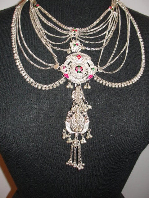 La Maharani Sterling Silver and Enamel Necklace Alberto Juan - 3