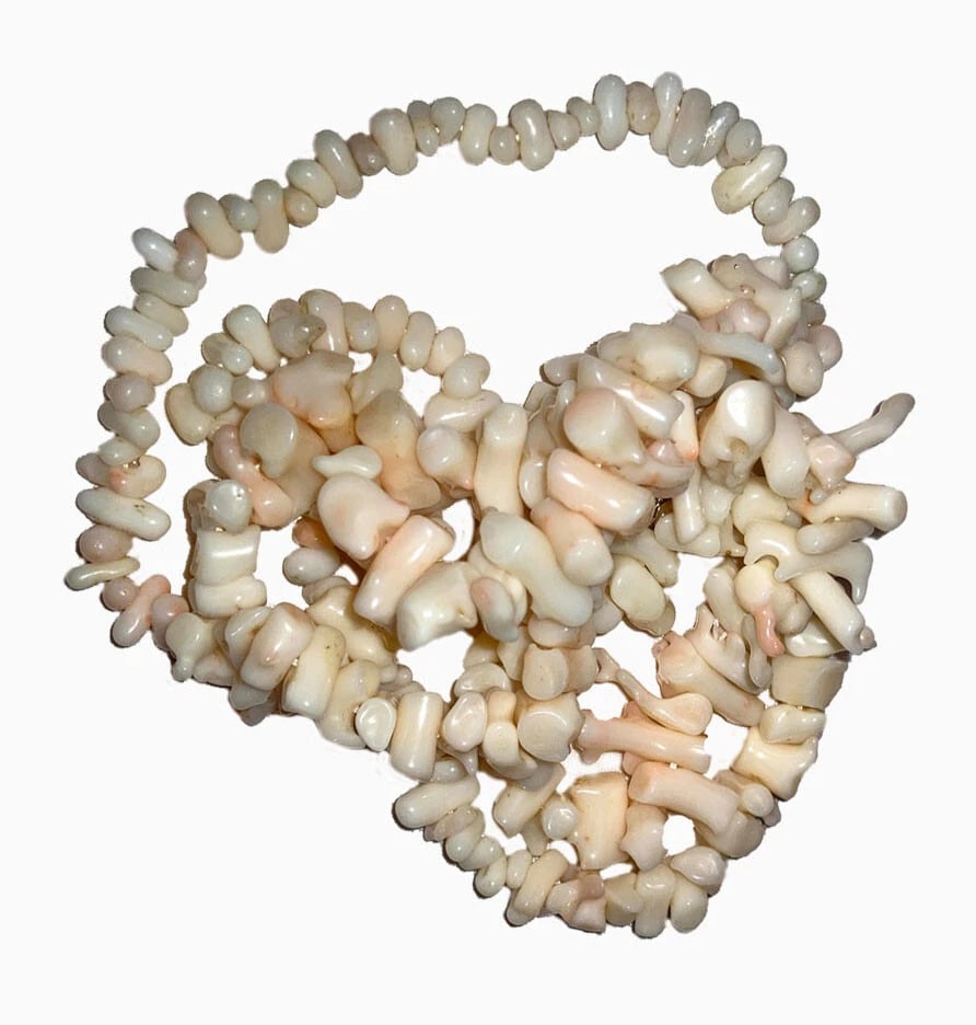 Angel Skin Coral Polished Branch Nugget Bead Necklace - 2