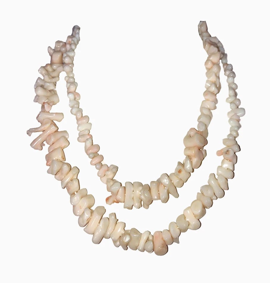 Angel Skin Coral Polished Branch Nugget Bead Necklace - 3