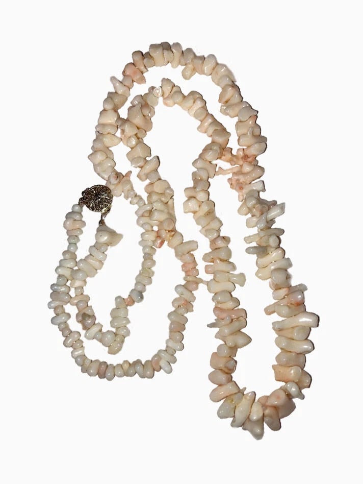 Angel Skin Coral Polished Branch Nugget Bead Necklace - 5