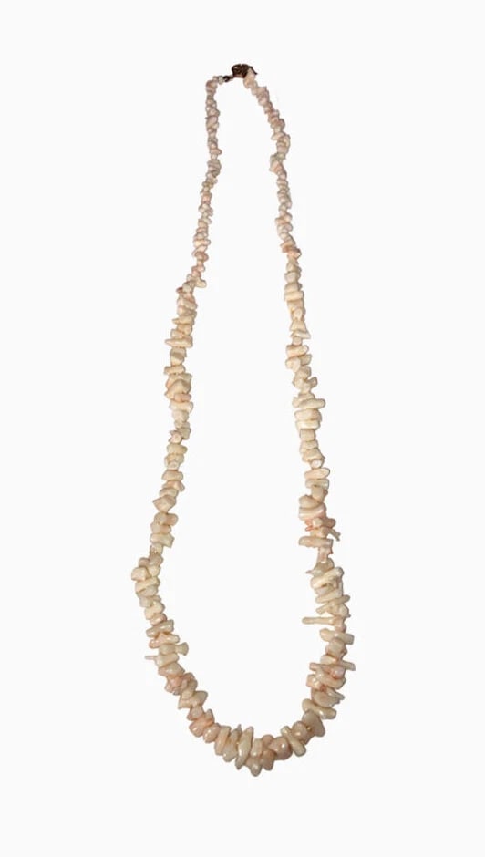 Angel Skin Coral Polished Branch Nugget Bead Necklace - 6