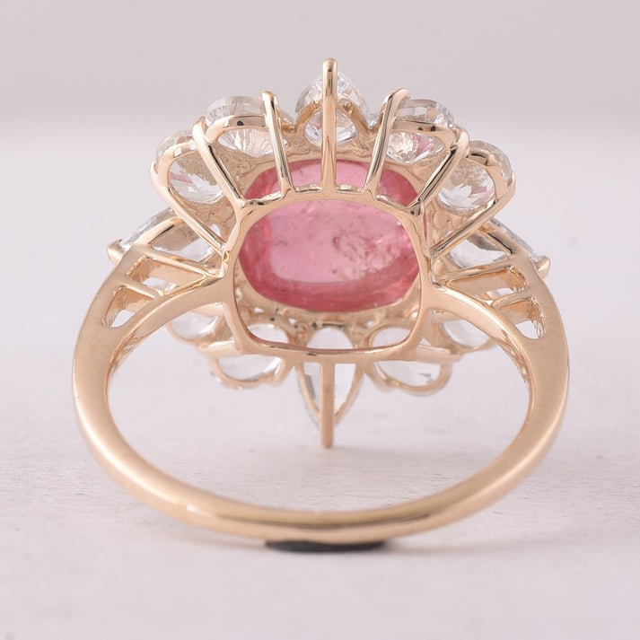 6.27 Ct Cushion Tourmaline 9K Gold Ring - 4