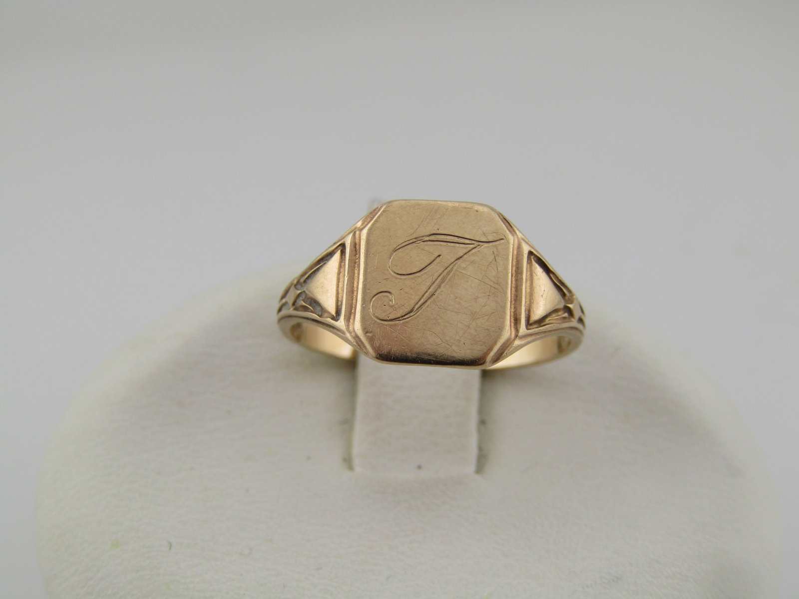 Vintage 10kt Engraved F Signet Ring, Sz 3., 1930's-1950's, Signed - 3