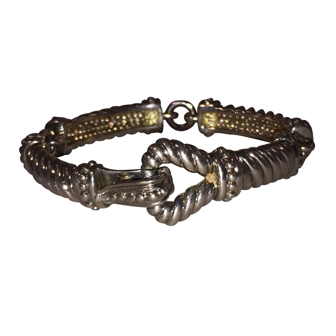 Vintage Sterling Silver Twisted Cable Cast Bracelet - 2