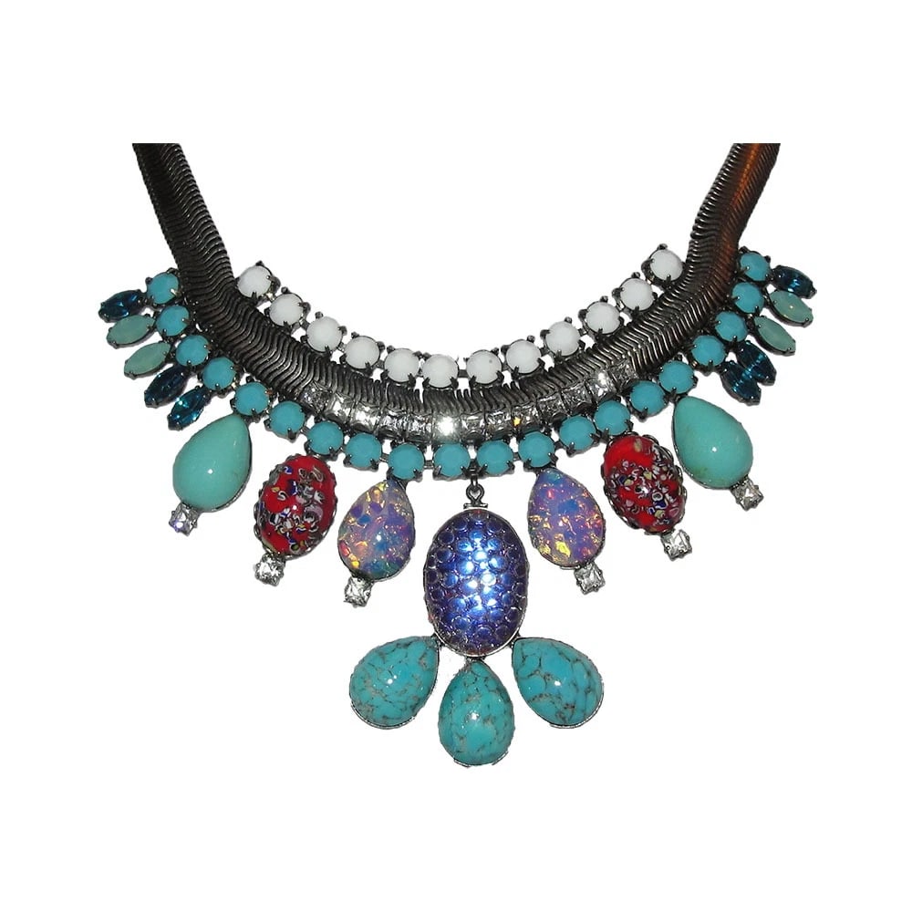 Dannijo Oxidized Poured Glass Rhinestone Bib Necklace - 3