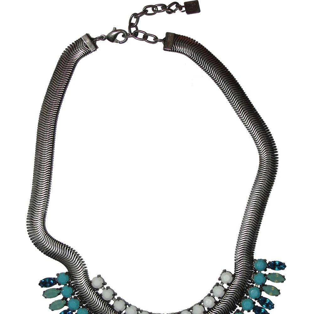 Dannijo Oxidized Poured Glass Rhinestone Bib Necklace - 4