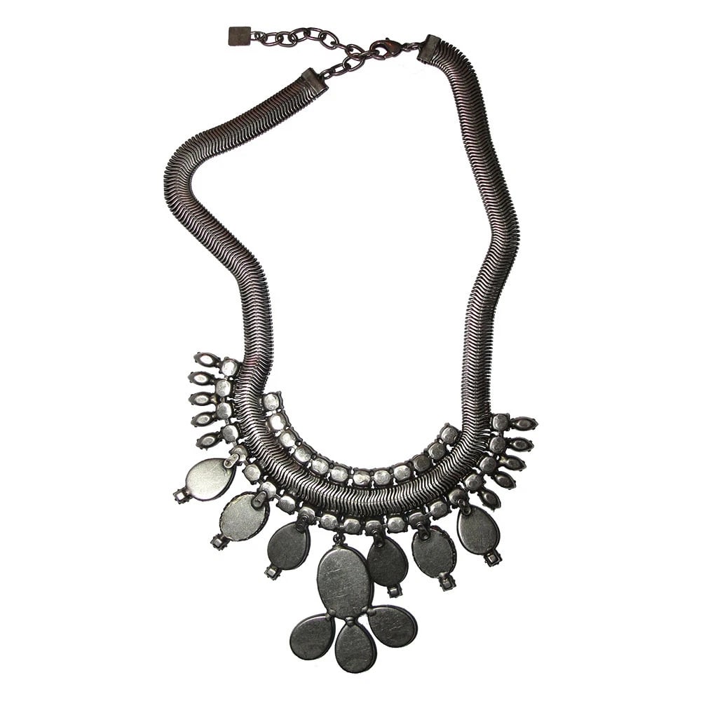 Dannijo Oxidized Poured Glass Rhinestone Bib Necklace - 5