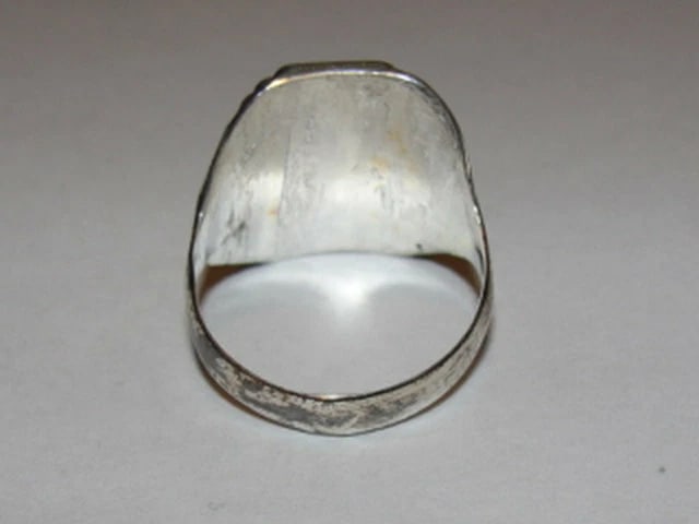 Antiqued Sterling Silver Rectangular United Nations Ring World War II 2 - 6