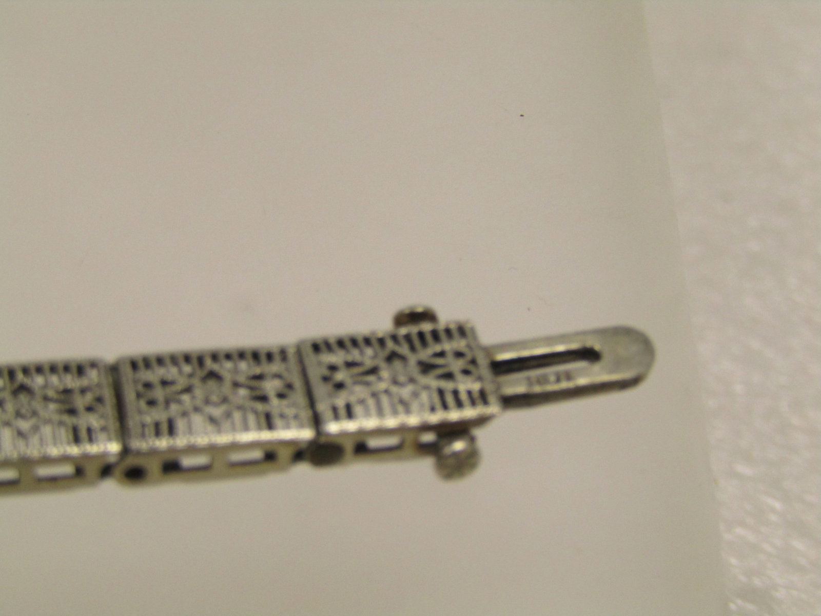 Vintage 10kt Art Deco Diamond Bracelet, Filigree, 7", 1940's - 3