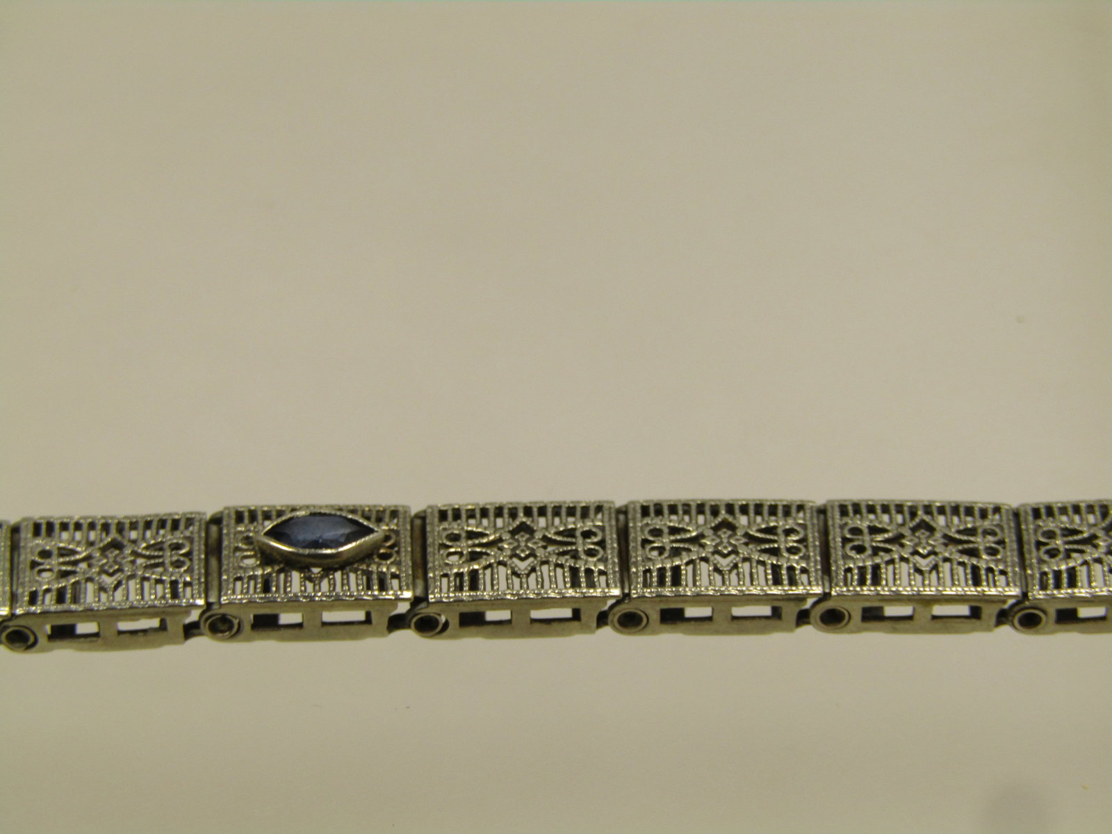 Vintage 10kt Art Deco Diamond Bracelet, Filigree, 7", 1940's - 4
