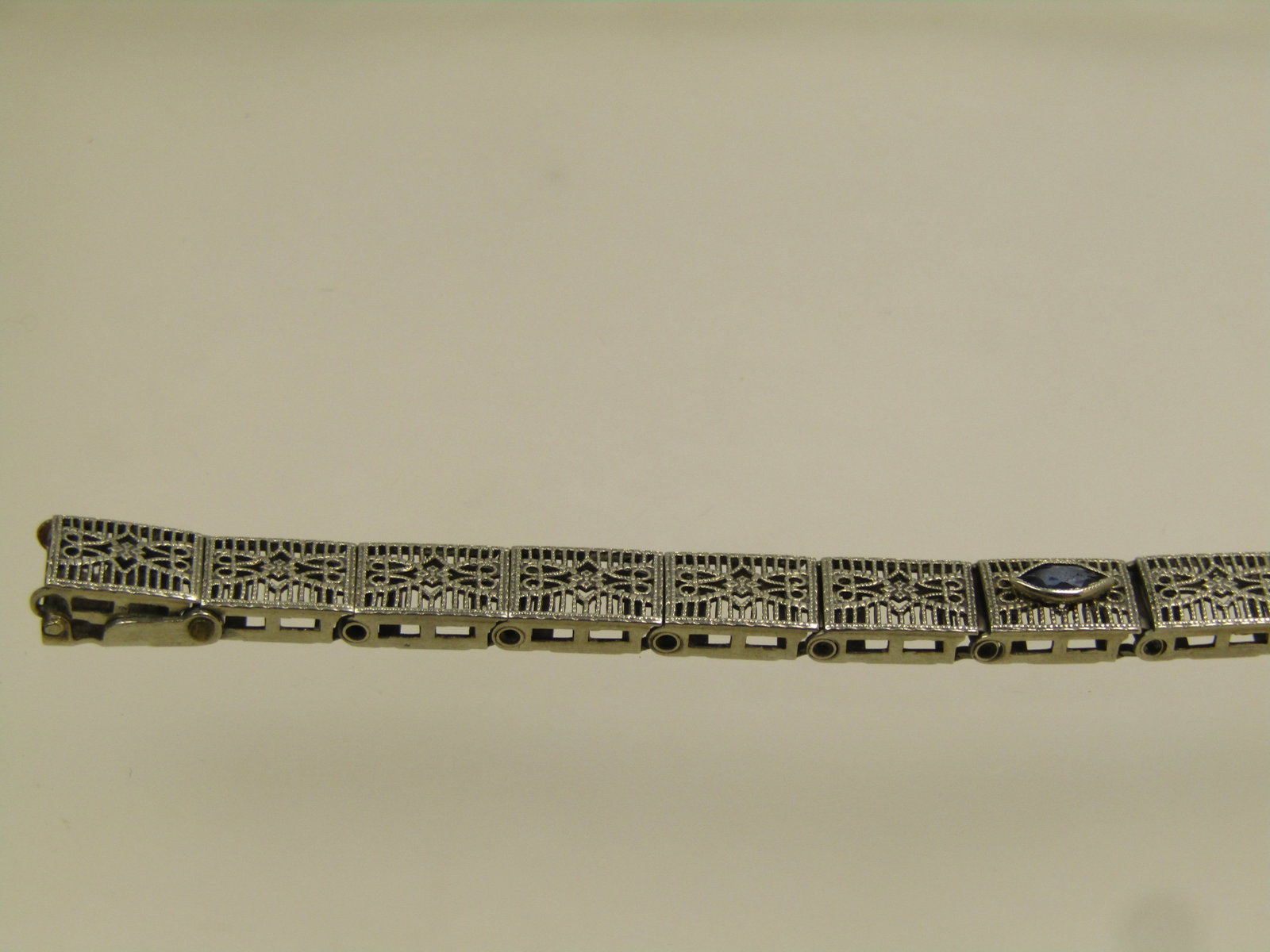 Vintage 10kt Art Deco Diamond Bracelet, Filigree, 7", 1940's - 6