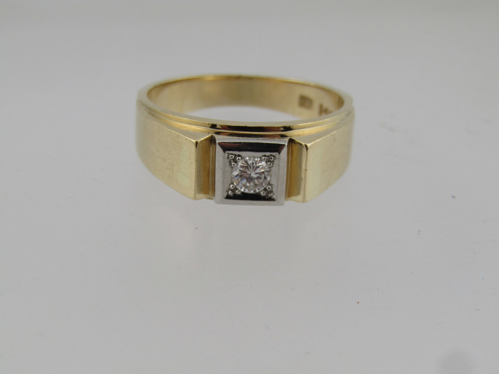 14kt Men's Diamond Ring, Sz. 10.5, 1960's-1970's, Signed. - 4