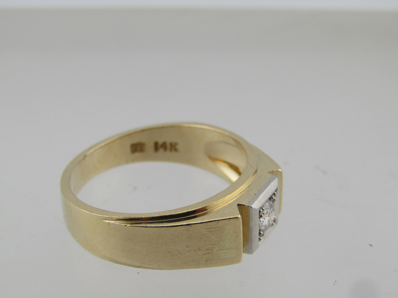 14kt Men's Diamond Ring, Sz. 10.5, 1960's-1970's, Signed. - 5