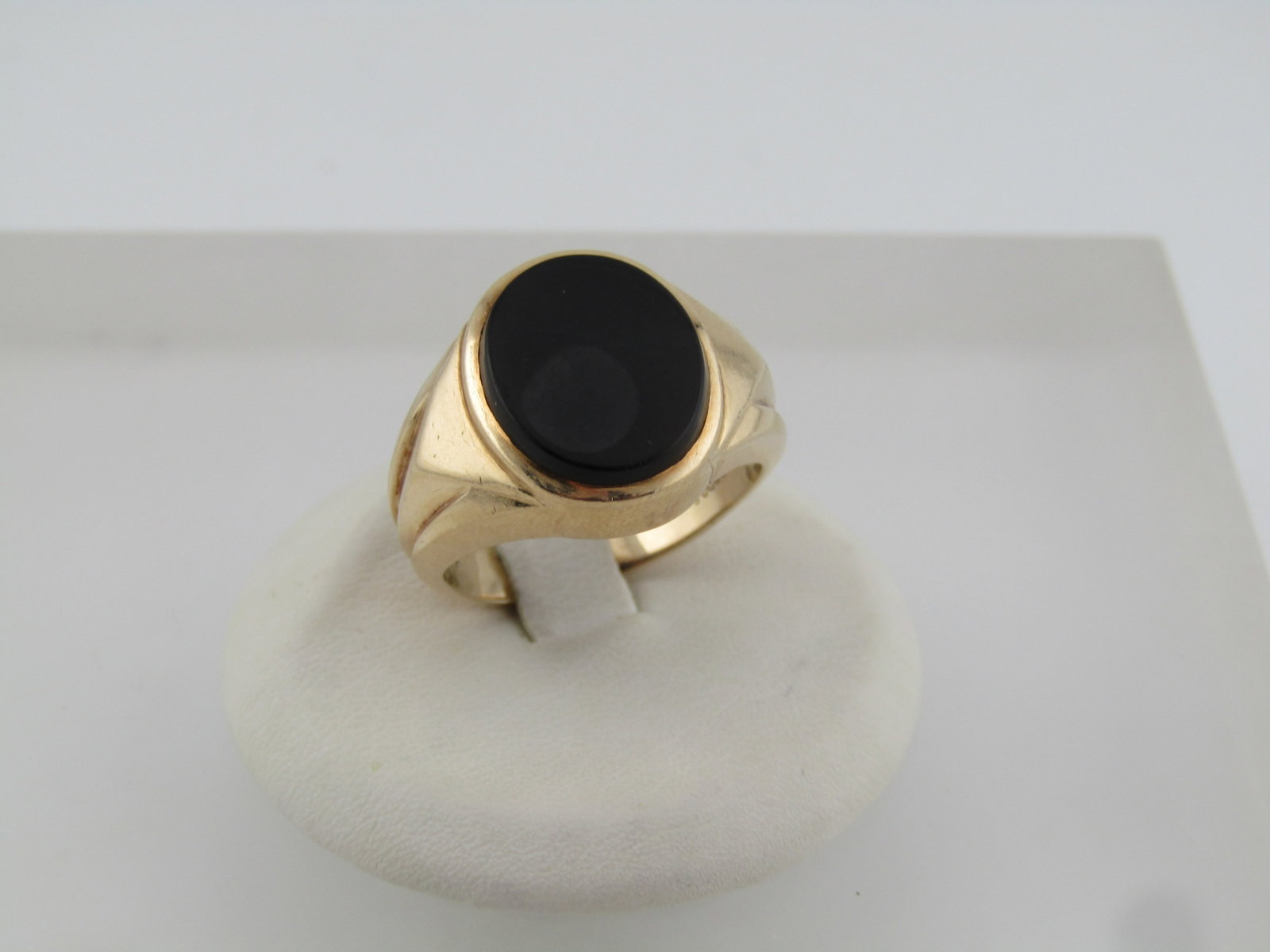 Vintage 14kt Men's Onyx Ring, Sz. 7, Signed, 1970's-1980's - 2
