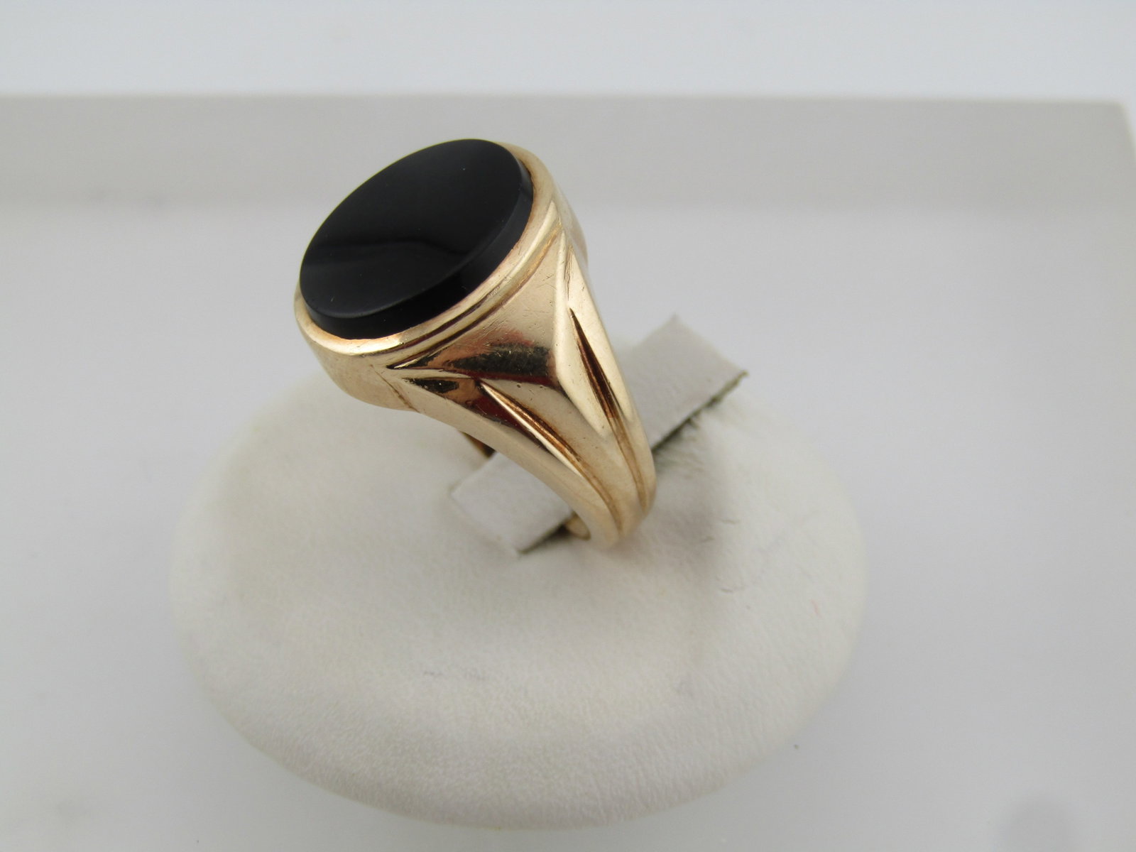 Vintage 14kt Men's Onyx Ring, Sz. 7, Signed, 1970's-1980's - 3