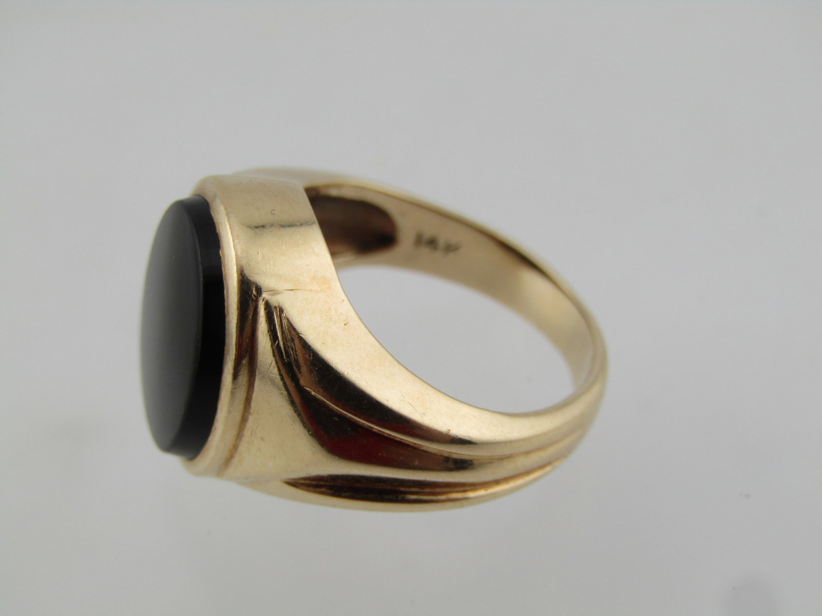 Vintage 14kt Men's Onyx Ring, Sz. 7, Signed, 1970's-1980's - 4