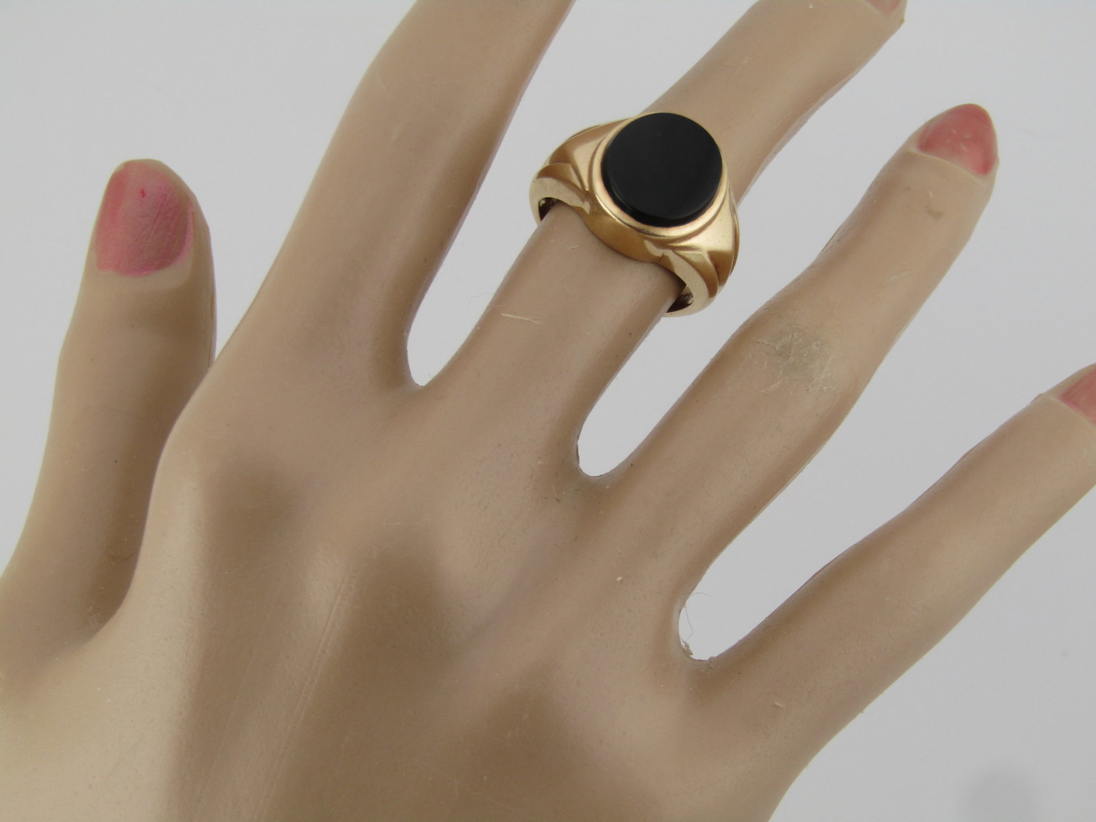 Vintage 14kt Men's Onyx Ring, Sz. 7, Signed, 1970's-1980's - 6