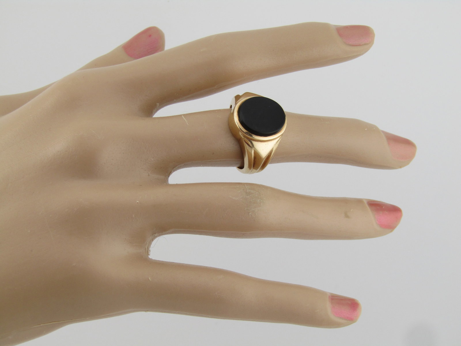 Vintage 14kt Men's Onyx Ring, Sz. 7, Signed, 1970's-1980's - 7