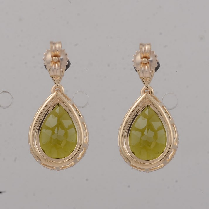 3.45 Ct Pear Tourmaline 9K Gold Earrings - 3