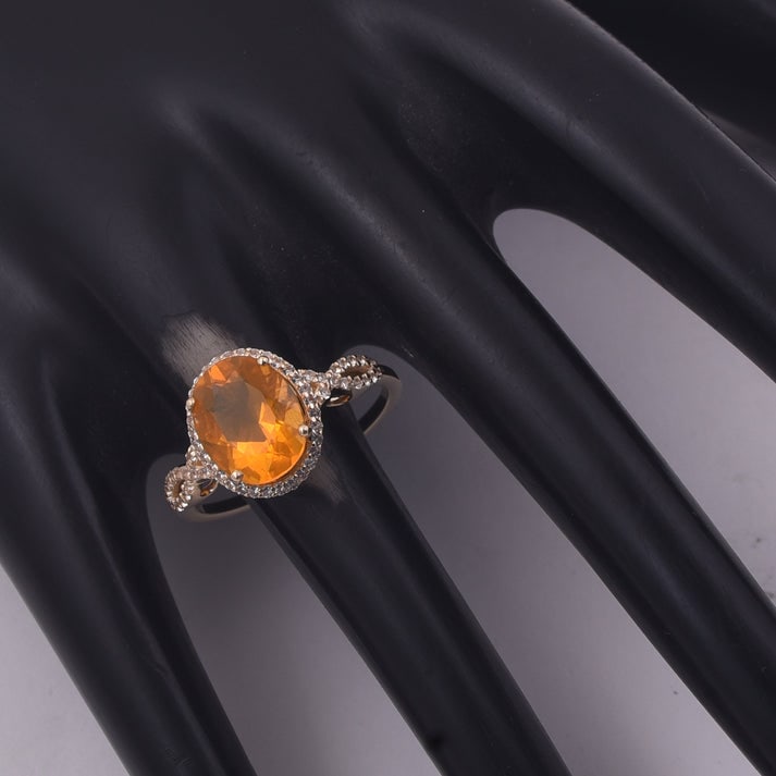 2.09 Ct Oval Br.Fire Opal 9K Gold Ring - 2