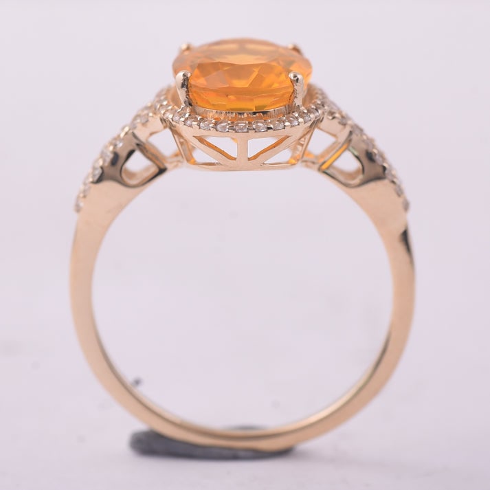 2.09 Ct Oval Br.Fire Opal 9K Gold Ring - 4