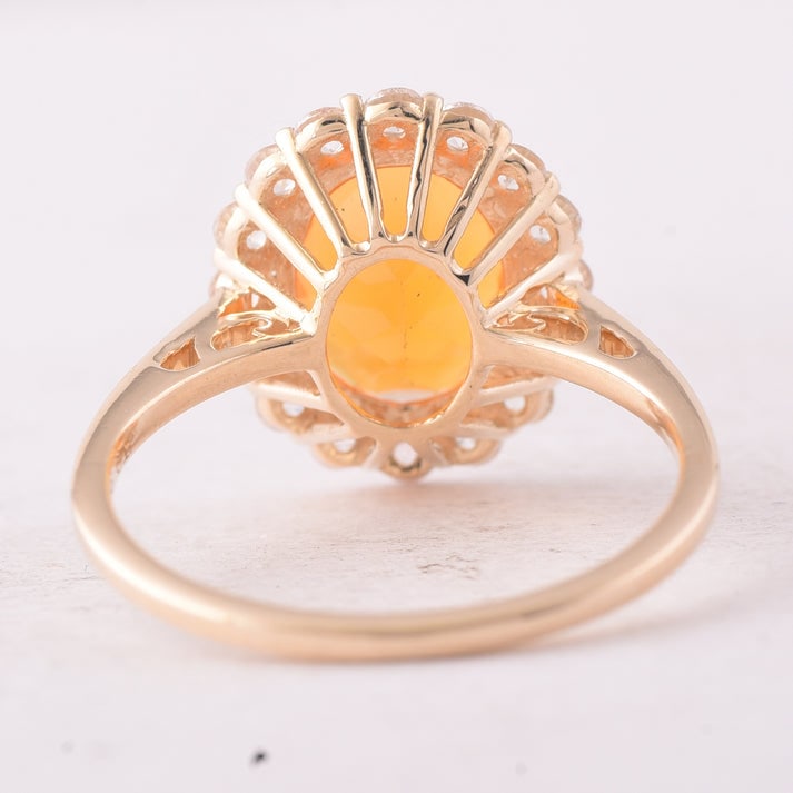 2.39 Ct Oval Fire Opal 9K Gold Ring - 3