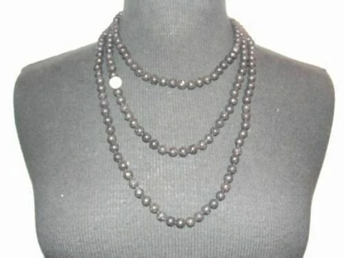 Hand Made Lava and Pearl Beaded Flapper Necklace - 2