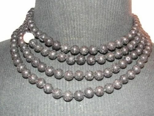 Hand Made Lava and Pearl Beaded Flapper Necklace - 4