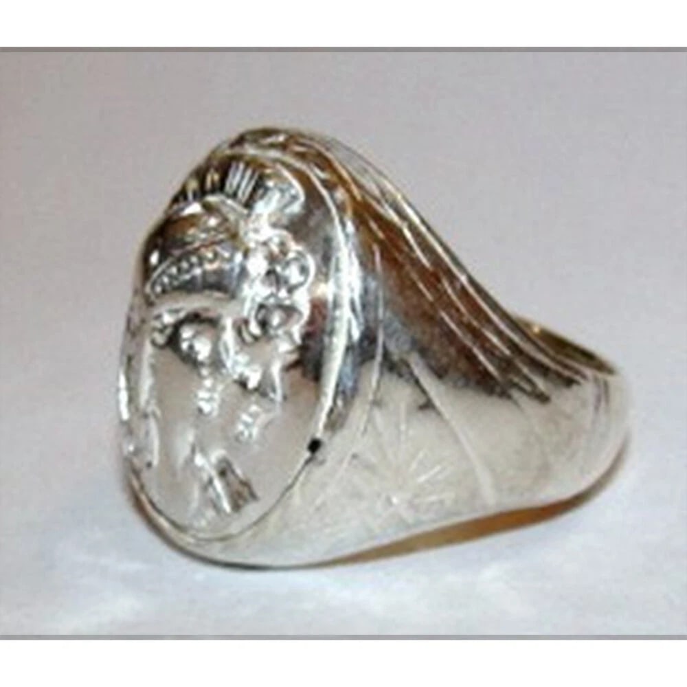 Sterling Silver Oval Perseus and Andromeda Cameo Ring - 4