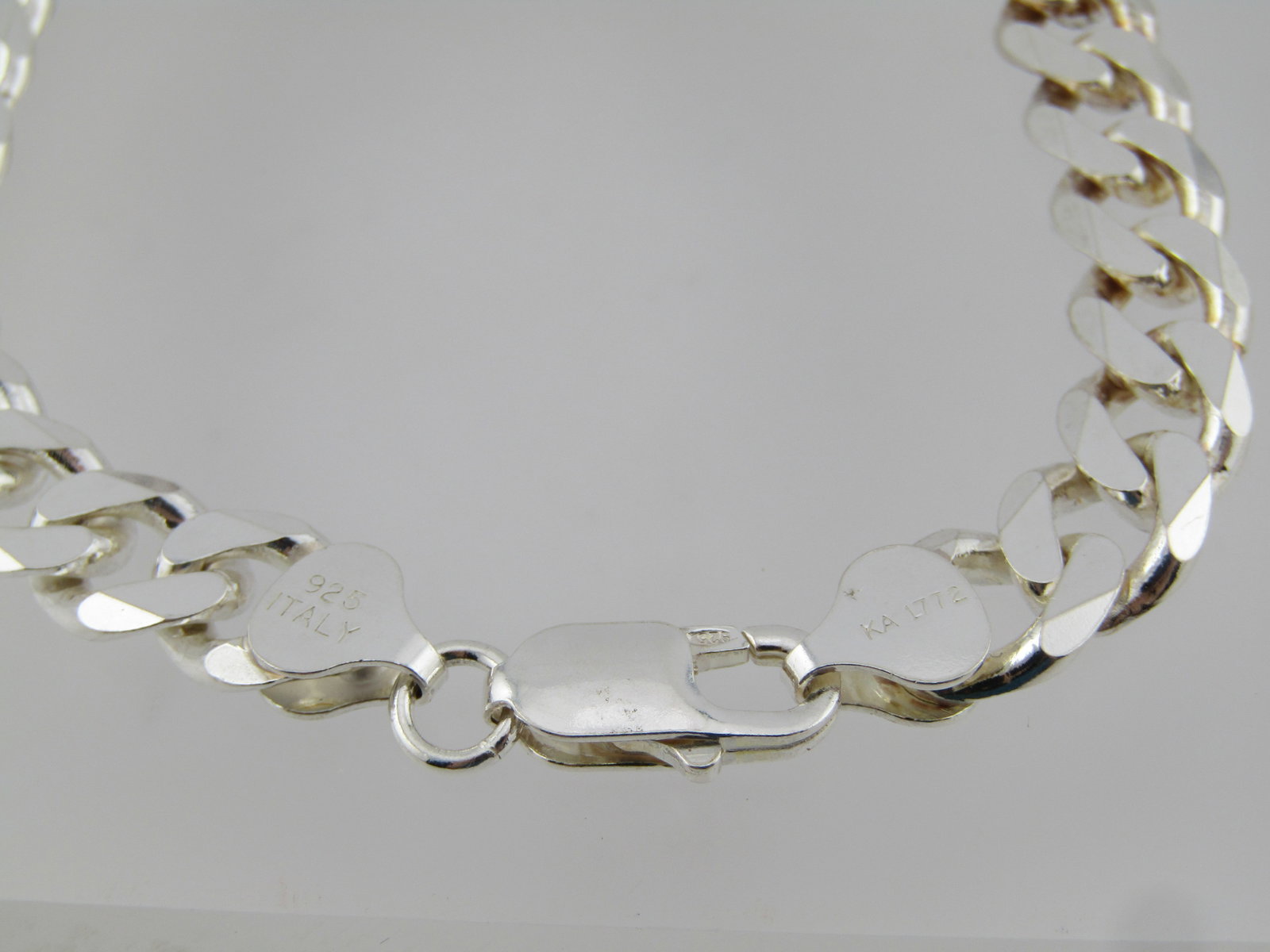 Sterling Silver Cuban Curb Link Bracelet, 8.25" , 9.2mm, Signed - 4
