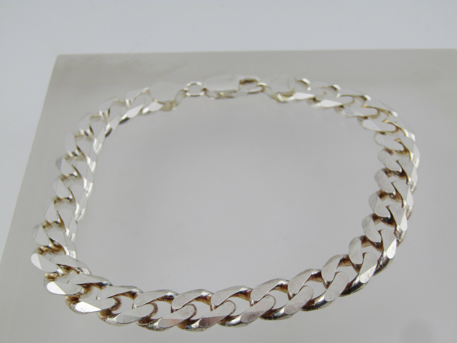 Sterling Silver Cuban Curb Link Bracelet, 8.25" , 9.2mm, Signed - 5