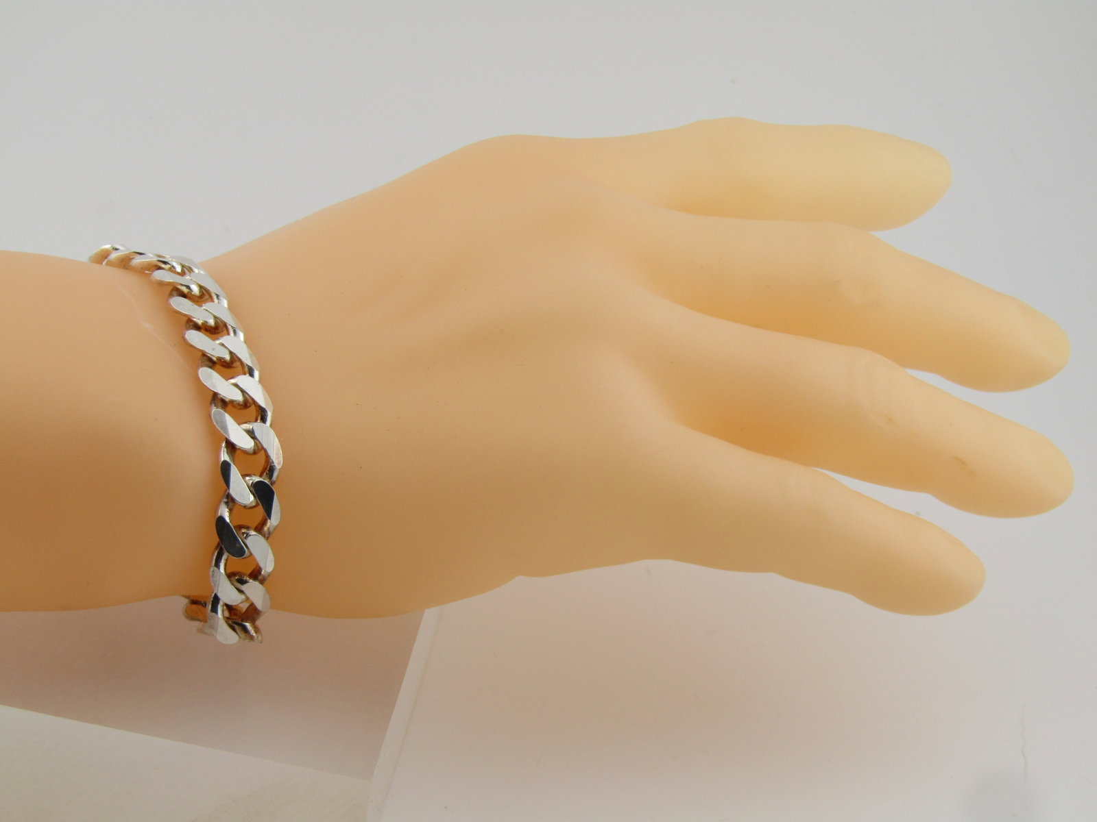 Sterling Silver Cuban Curb Link Bracelet, 8.25" , 9.2mm, Signed - 6