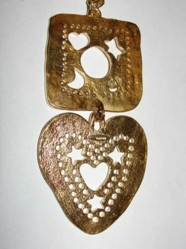 18 kt Gold Plated Cut Out Heart and Square Dangle Chain Necklace - 2