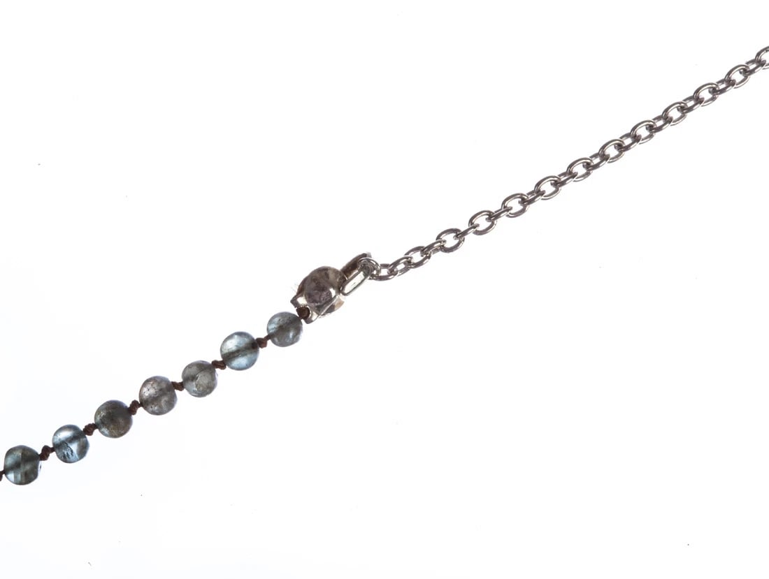 Hand Made Sterling Silver Labradorite and Quartz Crystal Bead Necklace - 5