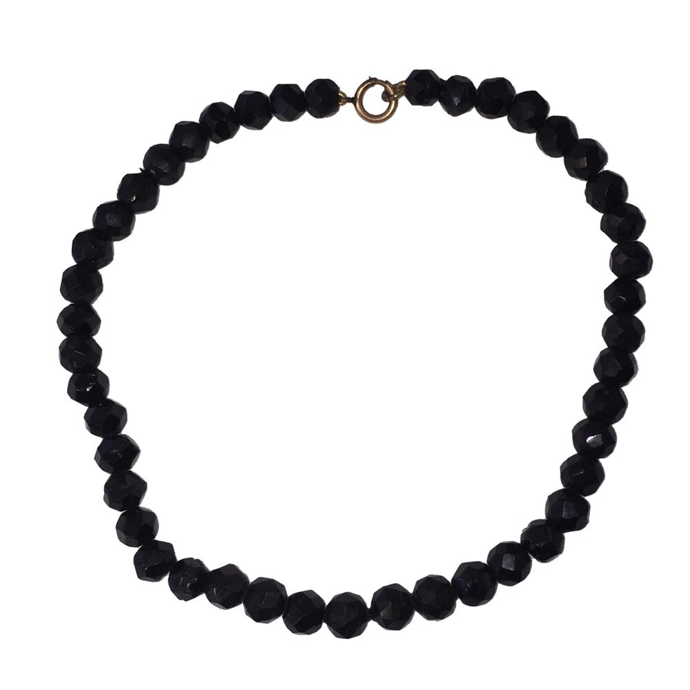 Victorian French Jet Faceted Glass Bead Necklace - 5