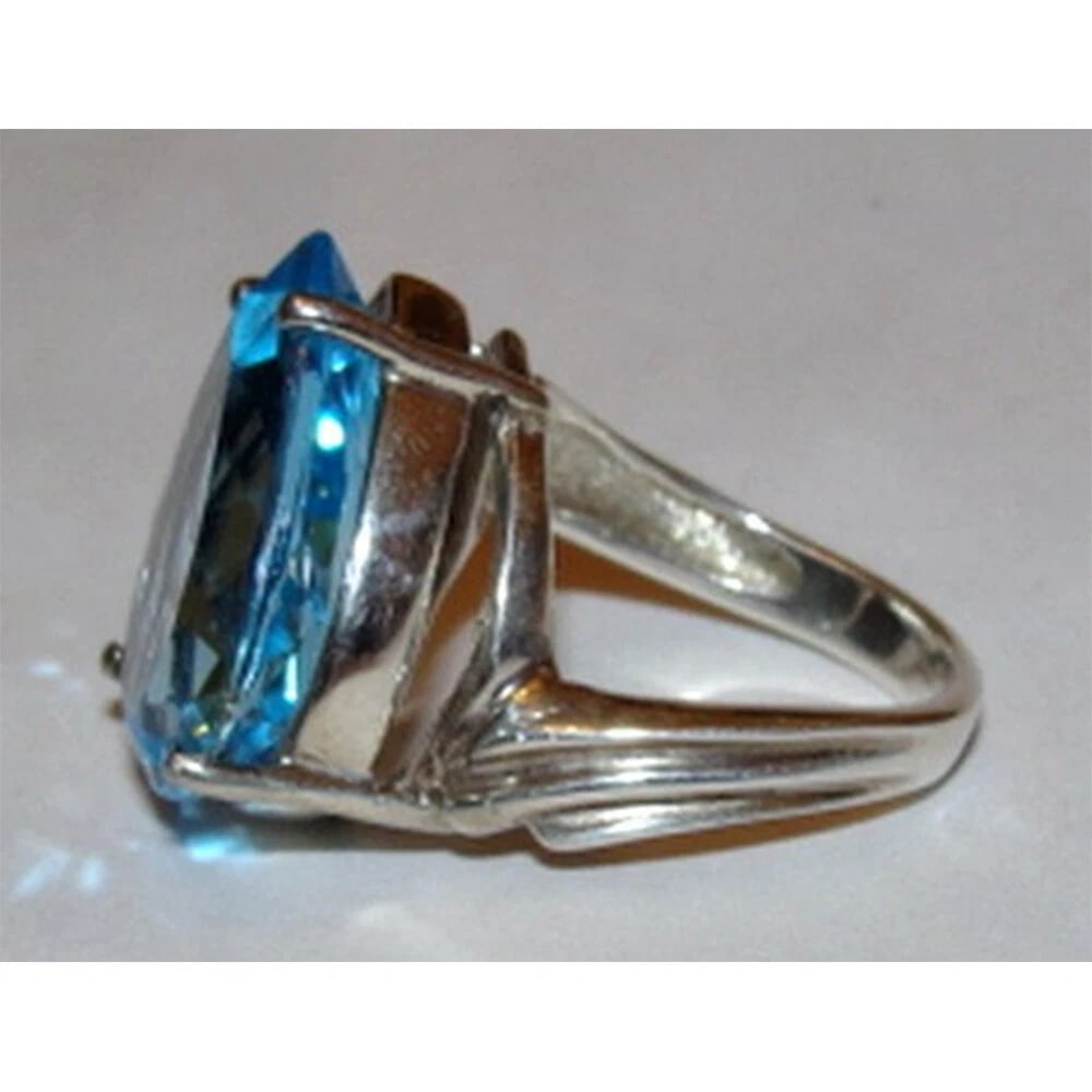 Massive Sterling Silver Pear Shaped Blue Topaz Cocktail Ring - 3