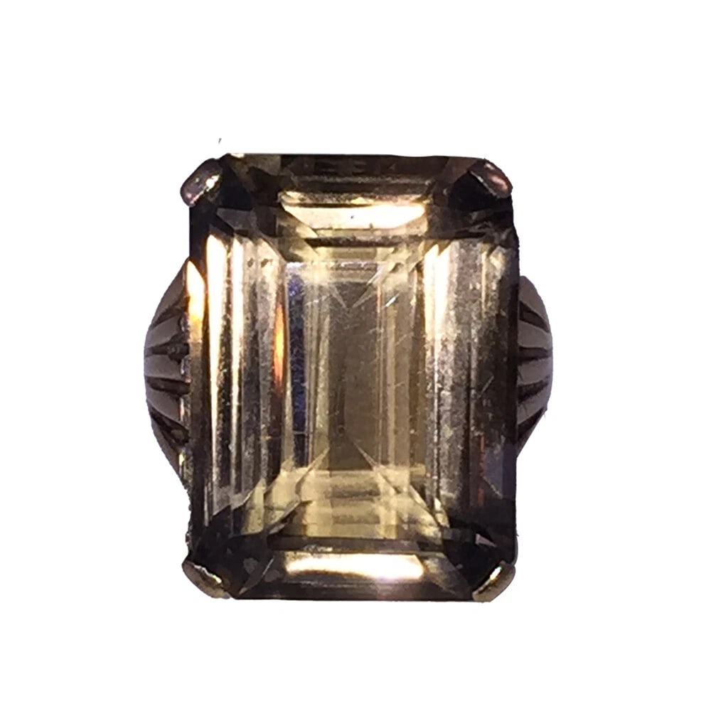 Vintage 14 kt Yellow Gold Smoky Topaz Quartz Ring - 2