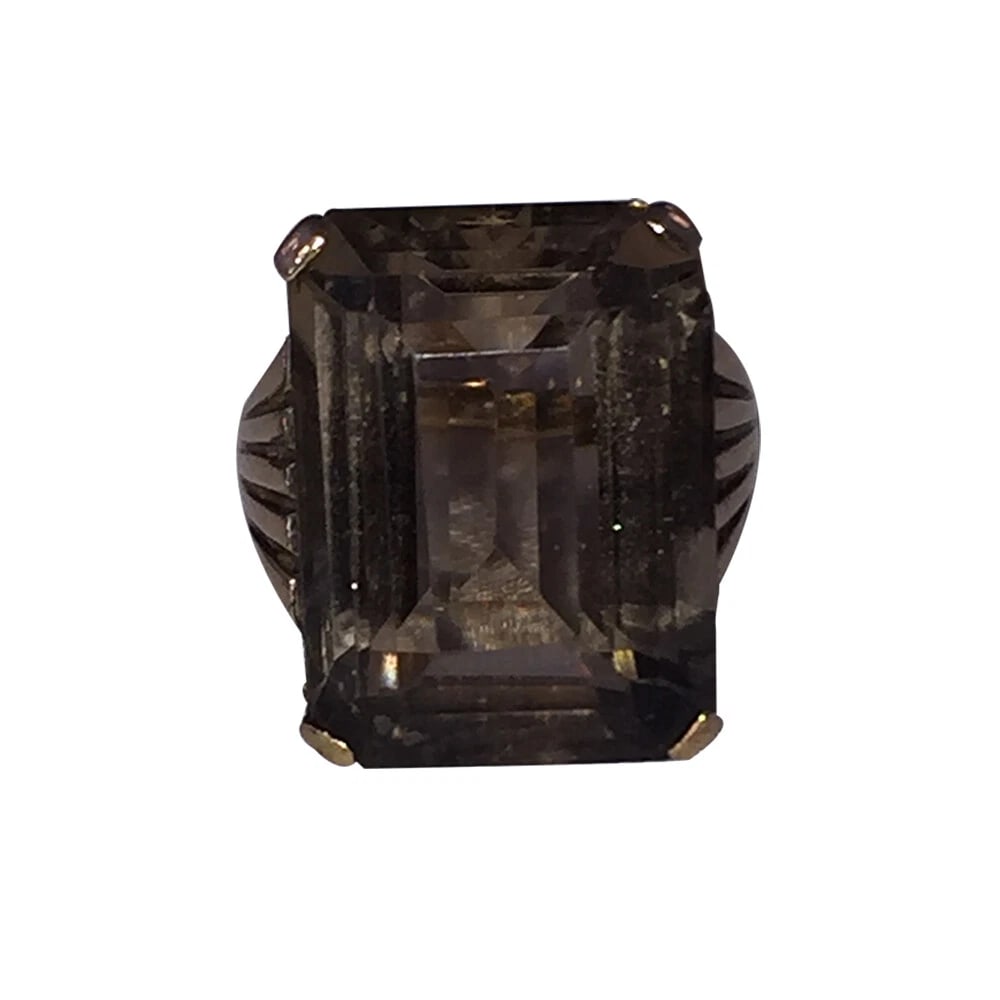 Vintage 14 kt Yellow Gold Smoky Topaz Quartz Ring - 3