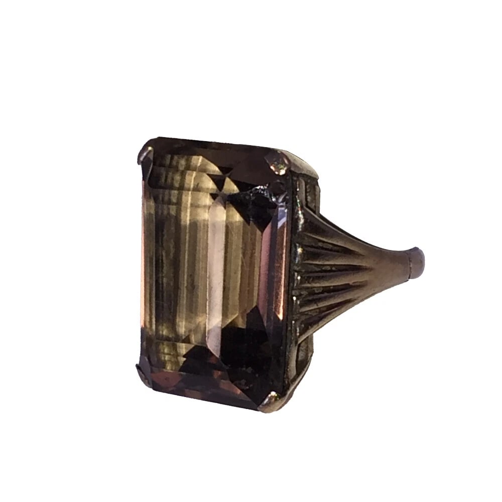 Vintage 14 kt Yellow Gold Smoky Topaz Quartz Ring - 4