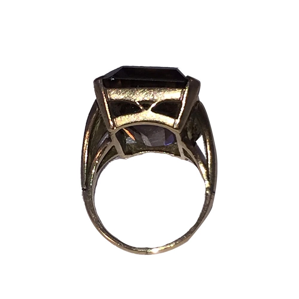 Vintage 14 kt Yellow Gold Smoky Topaz Quartz Ring - 7
