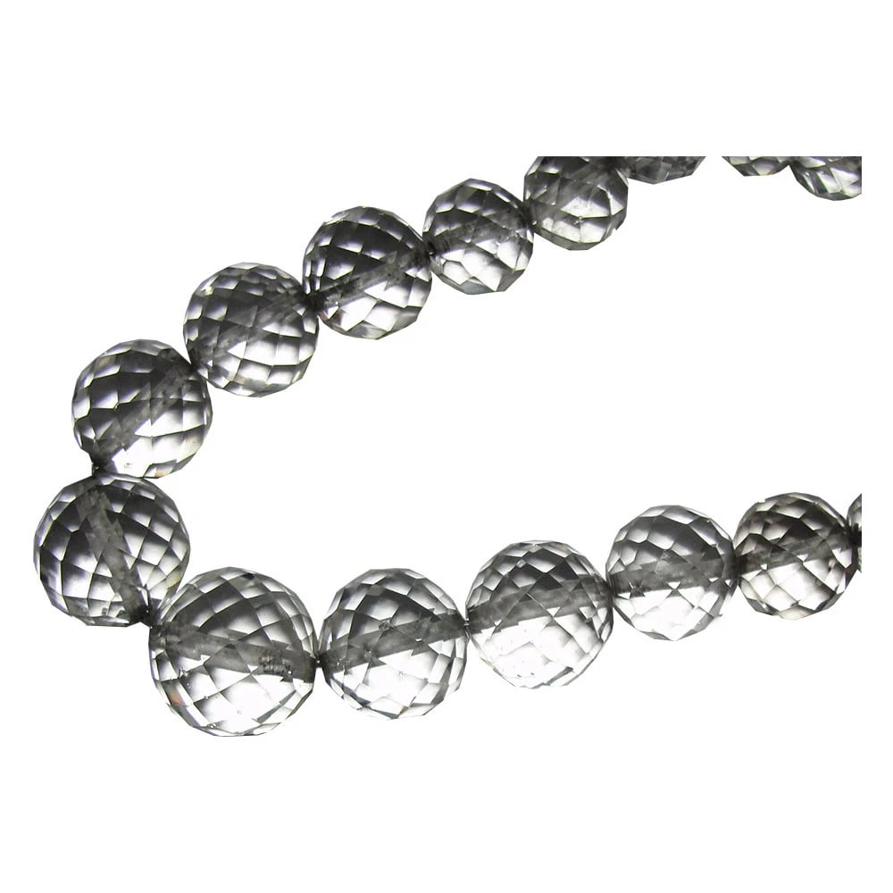 Art Deco Sterling Faceted Rock Crystal Quartz Bead Necklace - 5