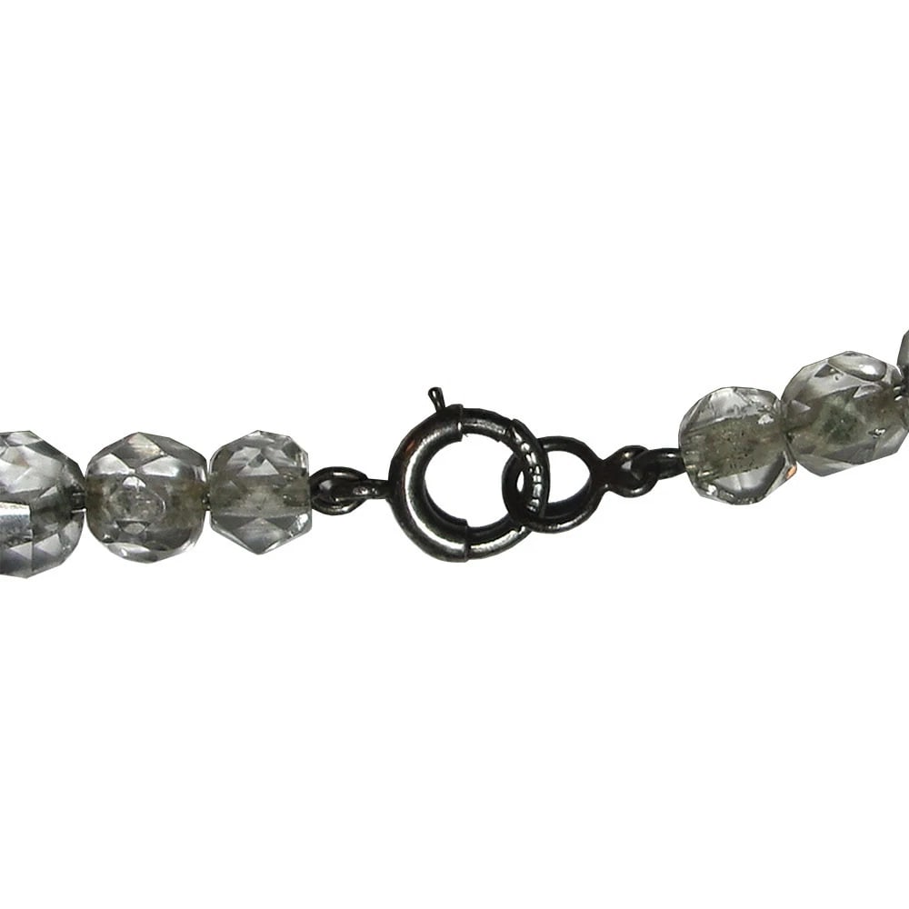 Art Deco Sterling Faceted Rock Crystal Quartz Bead Necklace - 6