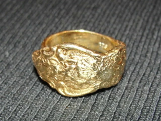 18 kt Gold Plated Brass Ornate Spoon Ring Alberto Juan - 2